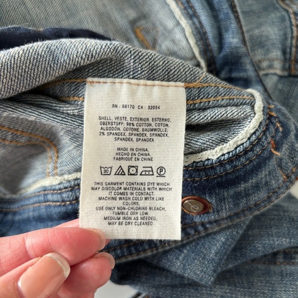 Pilcro Avie Denim Jacket Anthropologie Size Small Jean Trucker Leather Detail - Picture 3 of 11